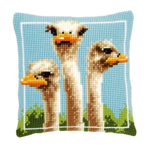 фото Подушка страусы набор для вышивания 40 х 40 см pn-0149264 vervaco