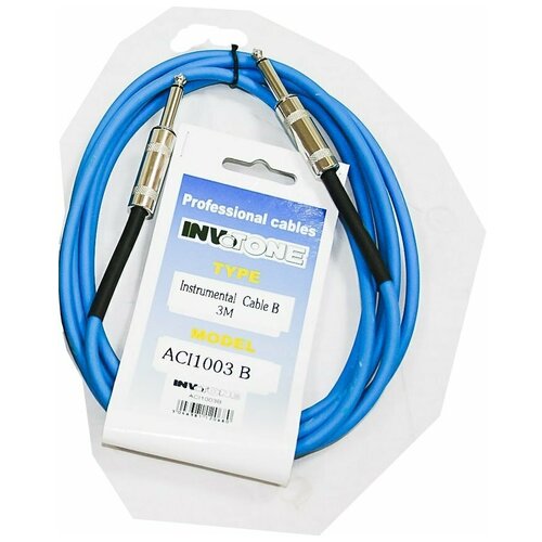 Invotone ACI1003/B - инструментальный кабель, 6.3 mono Jack-6.3 mono Jack 3 м (синий) invotone aci1005b инструментальный кабель mono jack 6 3