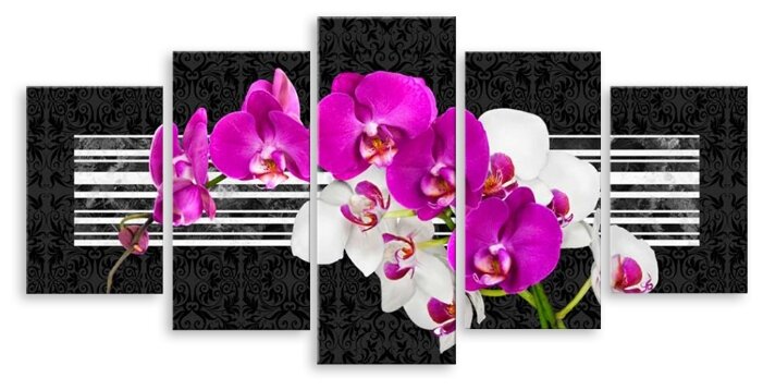 Модульная картина на холсте "Бело-сиреневые орхидеи" 120x60 см