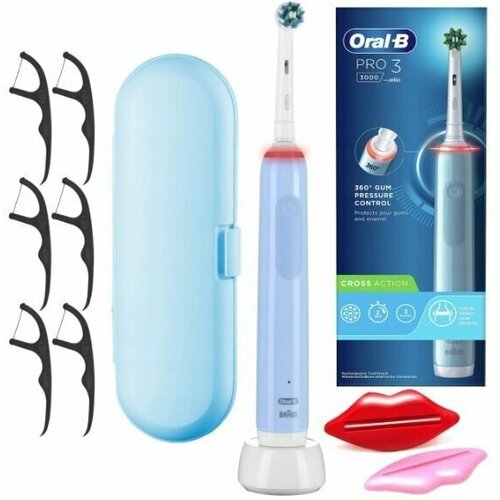 Электрическая зубная щетка Oral B Pro 3 3000 Cross Action с футляром и аксессуарами