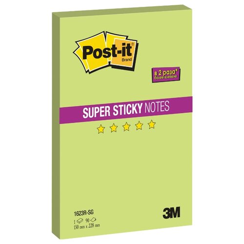 фото Post-it Блок Super sticky, 150х228 мм, 90 листов (1623R) зеленый