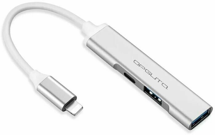 Концентратор USB-Lightning (2*USB, 2*Lightning) Орбита OT-PCR19 Серебро — фото 1