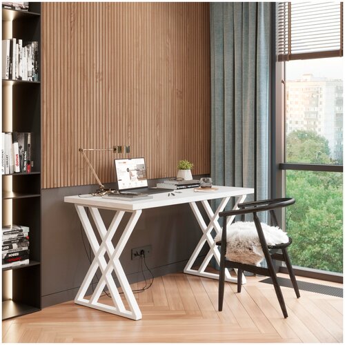 Письменный стол домус Хилтон белый/металл белый (90 см)