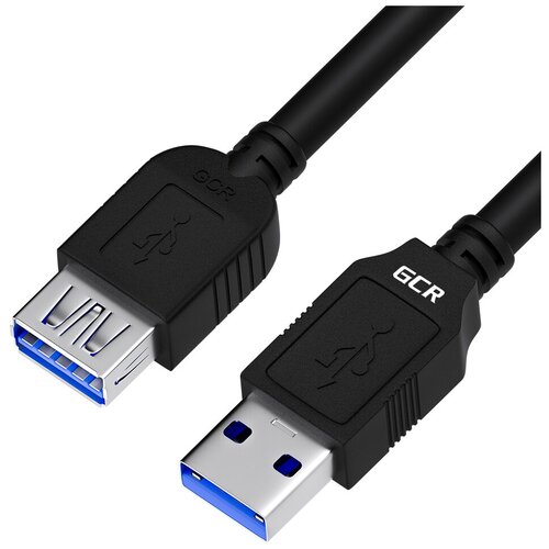 GCR Удлинитель 1.8m USB 3.0, AM/AF, черный gcr удлинитель 1 8m usb 3 0 am af черный