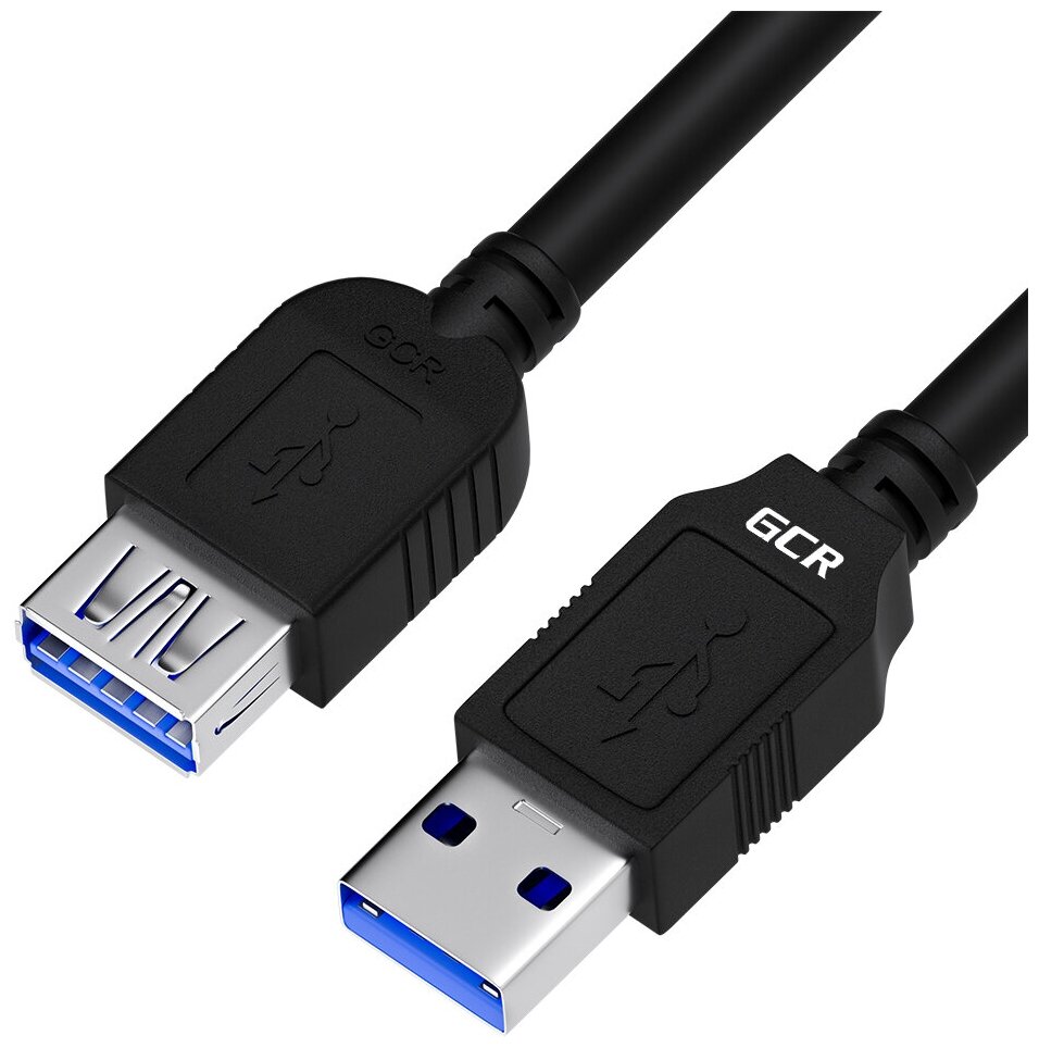 GCR Удлинитель 1.8m USB 3.0, AM/AF, черный