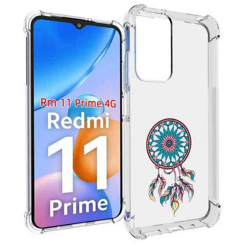 Чехол MyPads ловец снов синий для Xiaomi Redmi 11 Prime 4G задняя-панель-накладка-бампер