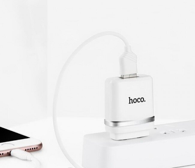 Сетевое зарядное устройство 1USB 1A в комплекте с дата-кабелем micro USB Hoco C11 1м White