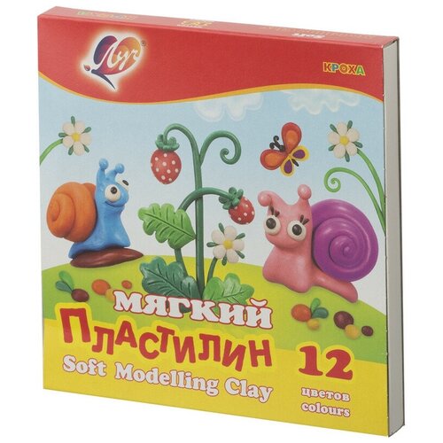 пластилин мягкий восковой 12 цветов 180 г кроха со стеком Пластилин мягкий (восковой), 12 цветов, 180 г, Кроха, со стеком