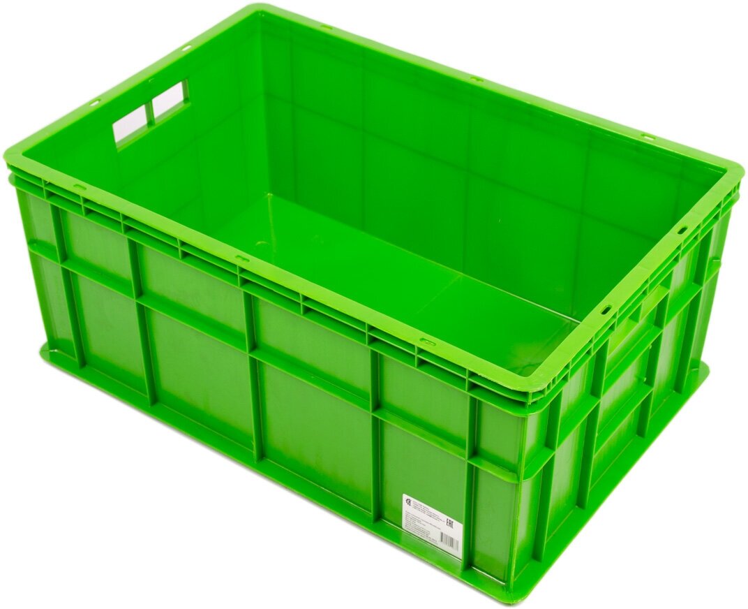 Ящик пластиковый многооборотный для мяса и мясных продуктов(колбаса, фарш) 600400260-00, зелёный