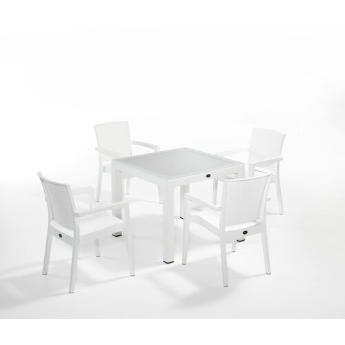 Стол кухонный обеденный со стульями мебель для сада комплект - Стол + стул ZENIT SET WHITE