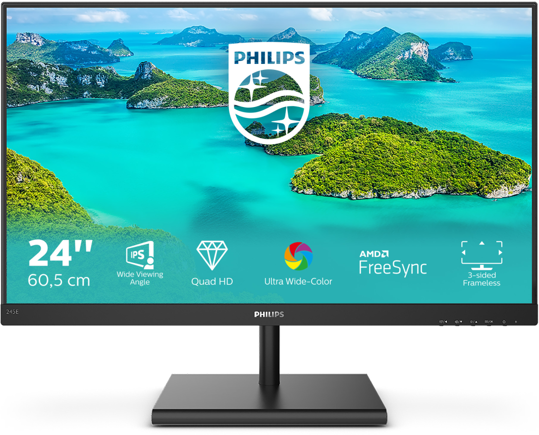 23.8" Монитор Philips 245E1S, 2560x1440, 75 Гц, IPS, черный - фото №4