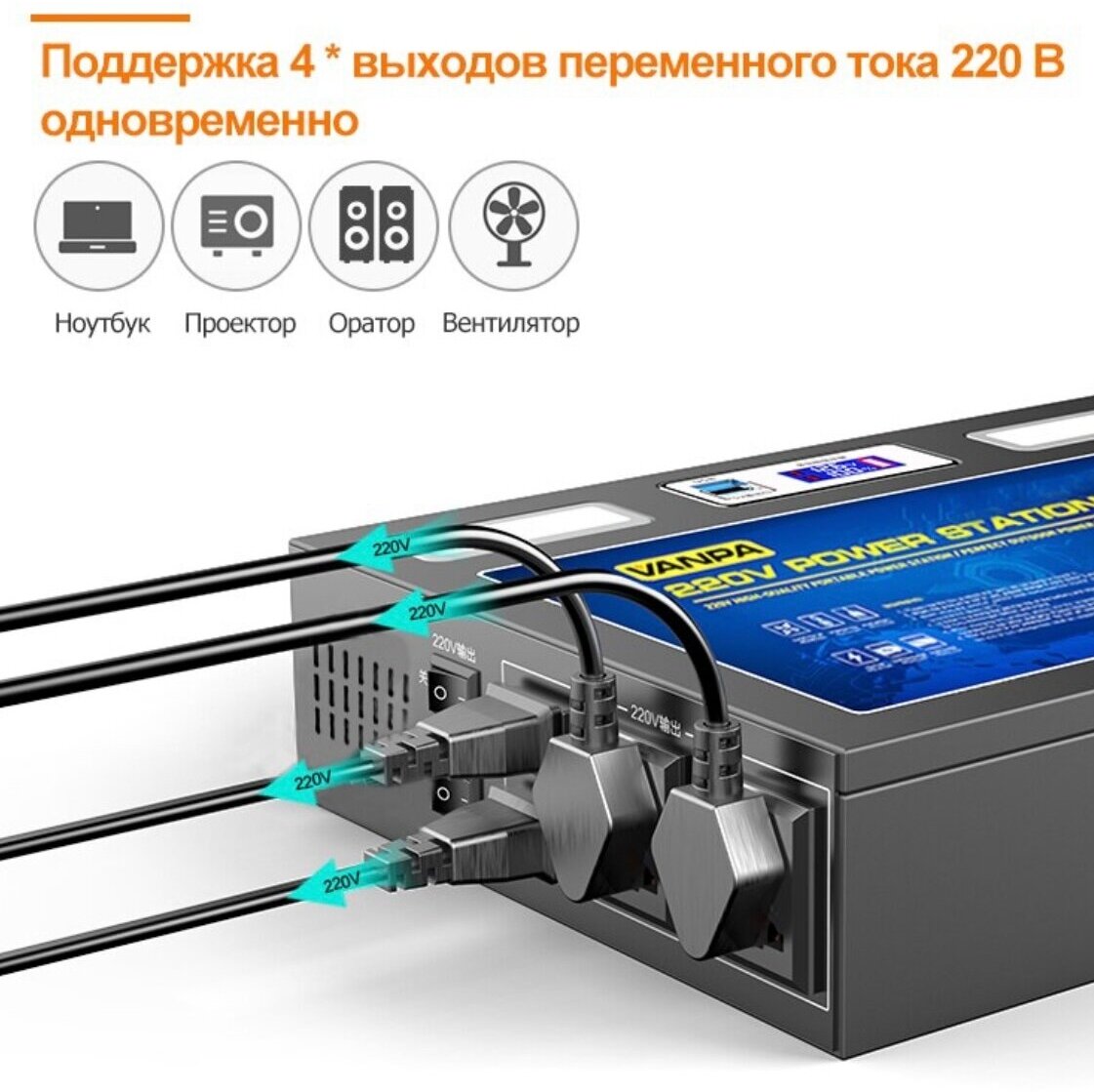 Портативная автономная электростанция VANPA 150000mAh 600Вт. Аккумуляторная батарея — фото 8
