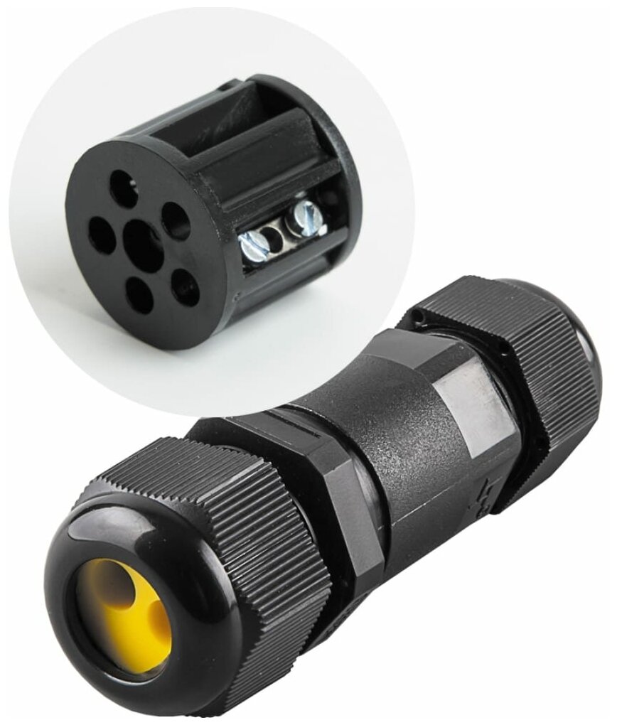 фото Соединитель-коннектор для проводов LD521, 2-контактный, водонепроницаемый, черный, 32244