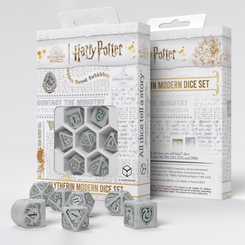 Набор кубиков для настольных ролевых игр Q-Workshop Harry Potter - Slytherin Modern Dice Set White