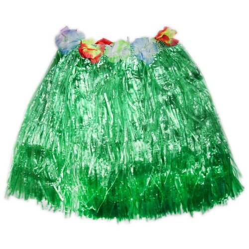 фото Юбка гавайская с цветами зеленая гавайская хула игрушка-правздник