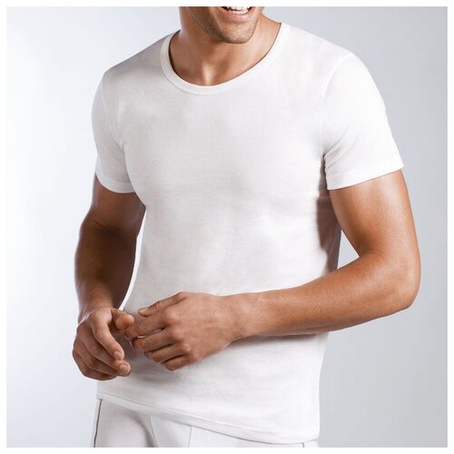фото L'altra cotonella мужская хлопковая футболка с круглым вырезом горловины, белый, 50