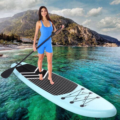 Доска SUP надувной 335х86х15 см, двойной ПВХ, в сумке с насосом, веслом и лиш, 140 кг, W-30