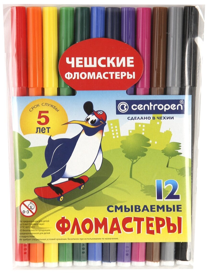 Фломастеры Centropen Пингвины 12 цветов - фото №10