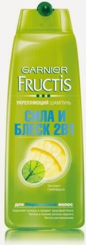 Изображение товара Шампунь Garnier Fructis Сила и блеск 2 в 1 укрепляющий, для нормальных волос, 400 мл