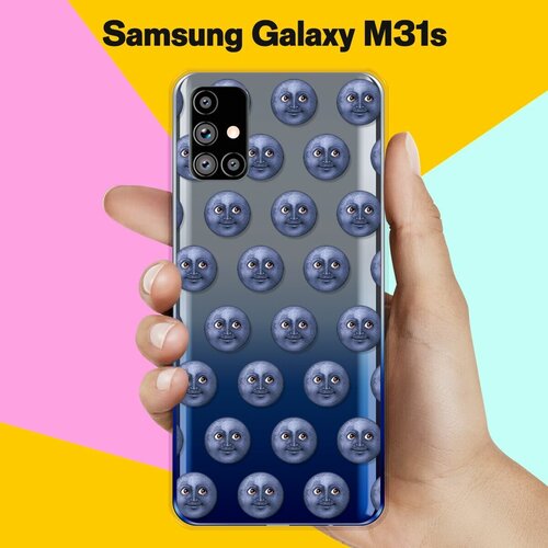 матовый soft touch силиконовый чехол на samsung galaxy m31s самсунг м31с с 3d принтом maple черный Силиконовый чехол Луна на Samsung Galaxy M31s