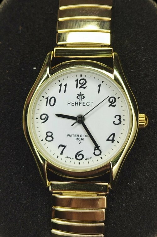 Наручные часы Perfect кварцевые женские на браслете резинка золотистого цвета, золотой