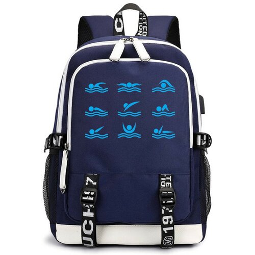 Рюкзак Плавание с USB-портом темно-синий №6