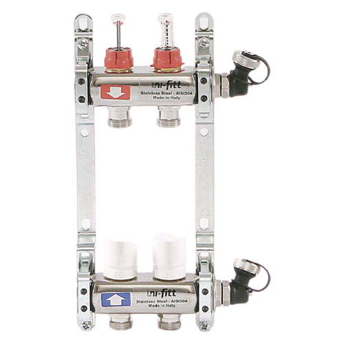Коллекторная группа UNI-FITT (450I4302) 1 НР-ВР, 2 отвода 3/4”, расходомер 2 1 1