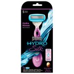 Женский бритвенный станок WILKINSON SWORD Schick HYDRO SILK 5 (1 станок, 1 сменная кассета), 5-лезв., плавающая головка, увл.полоска, прорезиненная ручка - изображение