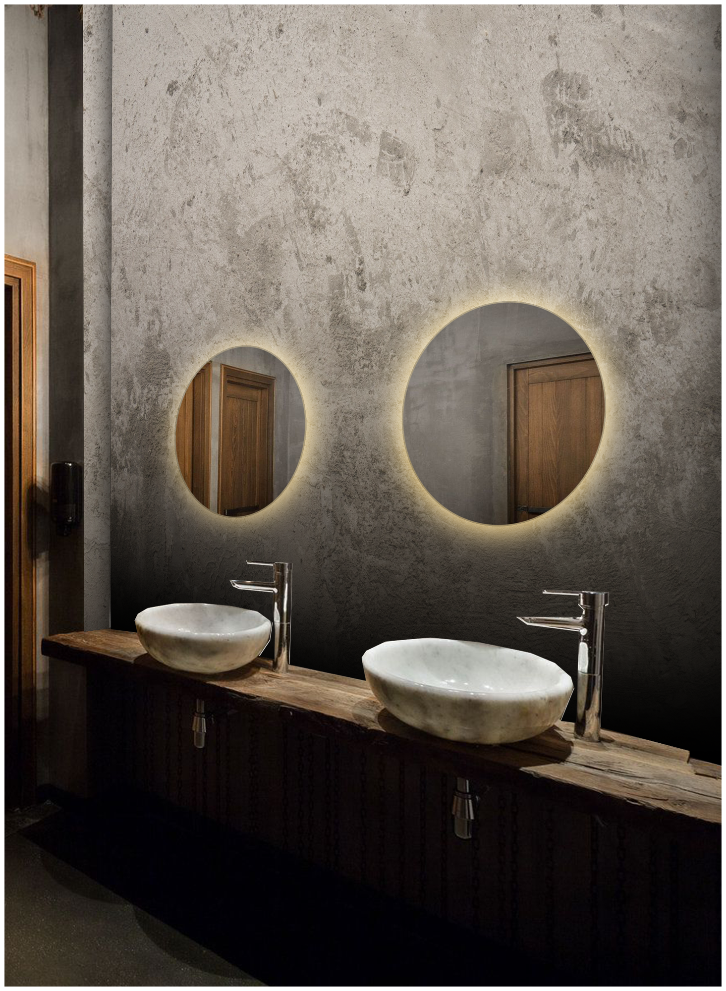 Зеркало для ванной Sun D40 круглое "парящее" с тёплой LED-подсветкой - фотография № 3