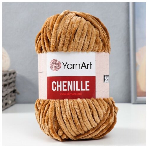 Пряжа Chenille 100% микрополиэстер 90м/100гр (565 коричневый)