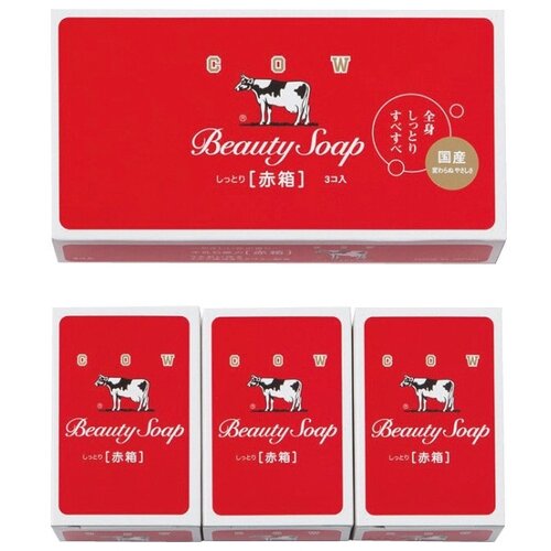 Cow Brand Мыло кусковое Beauty с пудровым ароматом роз, 3 шт., 300 мл, 100 г