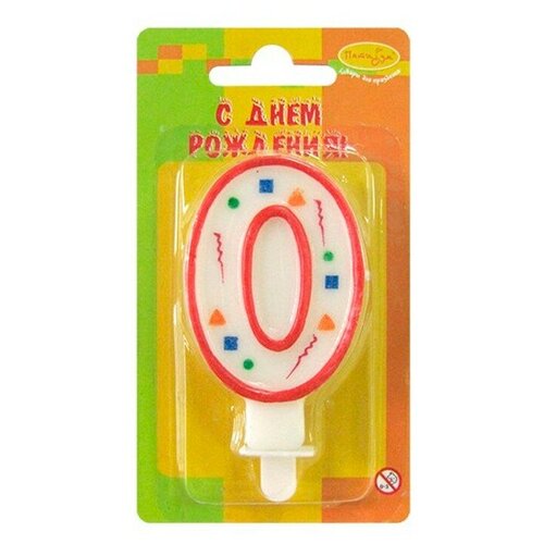 Свеча Цифра 0 Красное Конфетти 7см 108092 284₽