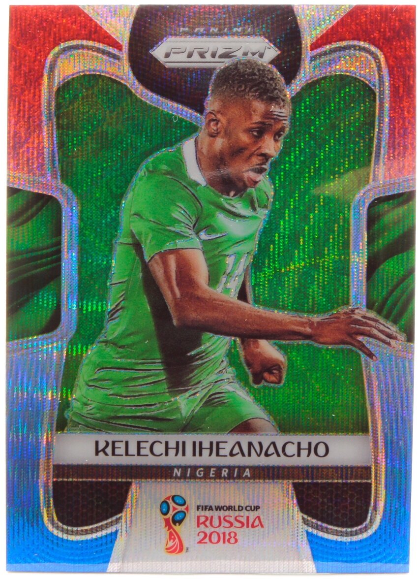 Коллекционная карточка Panini Prizm FIFA World Cup Russia 2018 #141 Kelechi Iheanacho - Red Blue Wave S0196