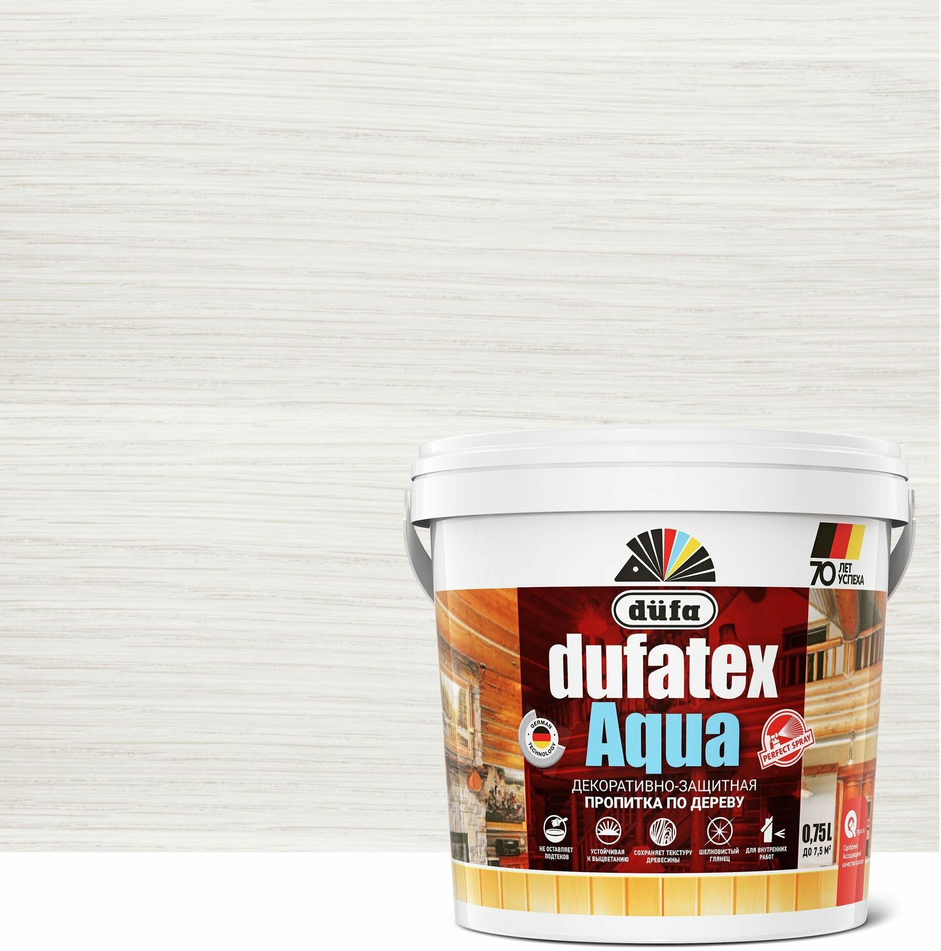 Пропитка для дерева водная Dufatex aqua 0.75 л цвет белый