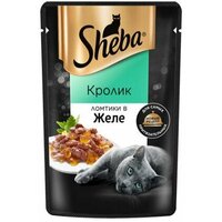 Корм консервированный для взрослых кошек SHEBA с кроликом, ломтики в желе, 85 г, 24 упаковки