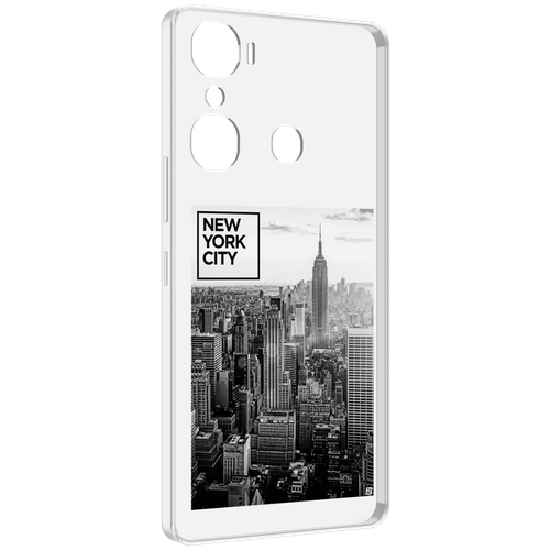 Чехол MyPads черно белый Нью-Йорк для Infinix Hot 12 Pro задняя-панель-накладка-бампер