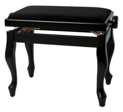 GEWA Piano Bench Deluxe Classic Black Matt банкетка черная матовая гнутые ножки верх черный (130320)