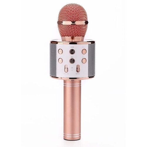 Беспроводной караоке микрофон с динамиками WS-858 Розовый