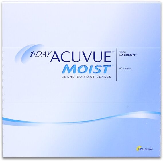 1-Day Acuvue Moist 90 линз В упаковке 90 штук Оптическая сила 5.5 Радиус кривизны 9