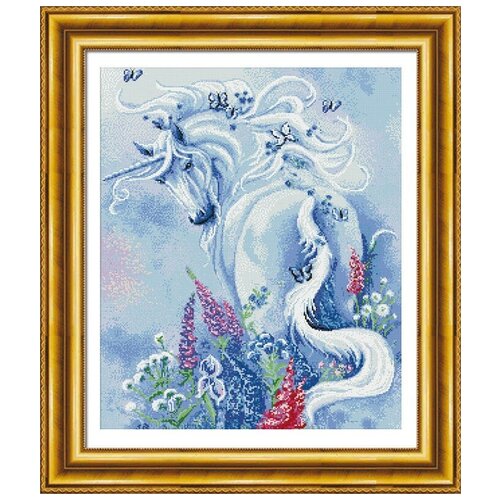 Набор для вышивания крестиком “Сказочный единорог”. 70х60см.