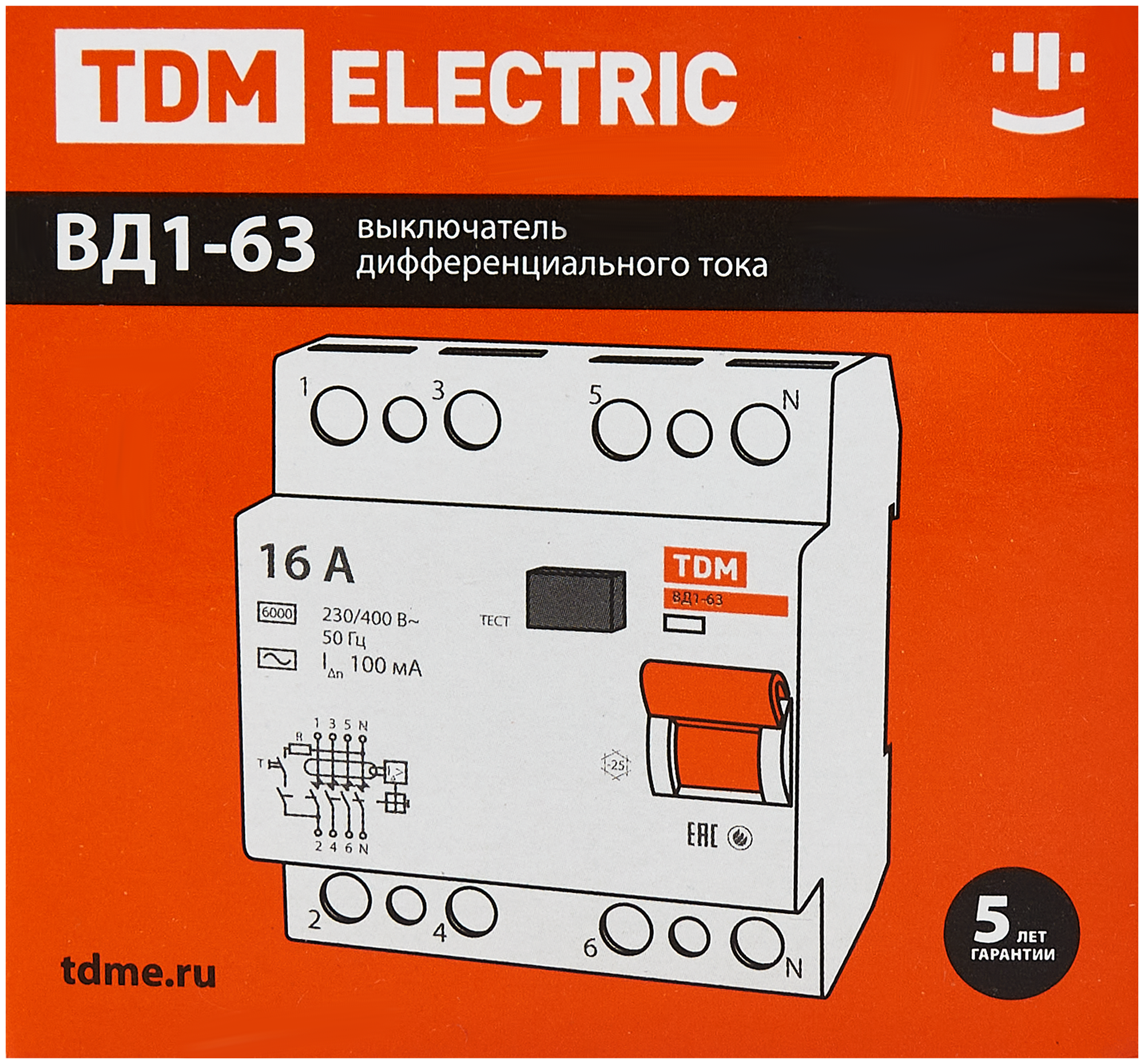 Устройство защитного отключения УЗО ВД1-63 4Р 40А 100мА TDM SQ0203-0036 - фотография № 6