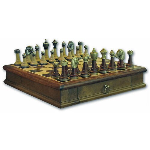 Шахматы Italfama «Стаунтон» доска 32x32 см, классические фигуры + выдвижной ящик, ручная работа