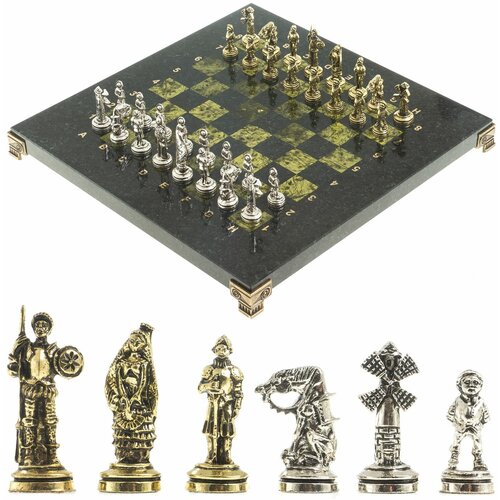 Шахматы Дон Кихот доска 28х28 см из камня змеевик 122688 шахматы царь леонид доска 28х28 см змеевик 126040