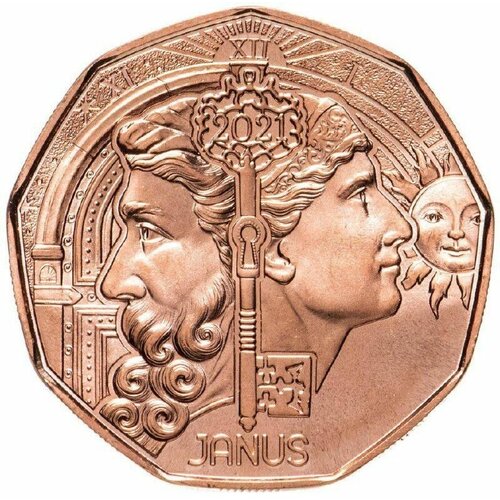 Памятная монета 5 евро Двуликий Янус. Австрия, 2021 г. в. UNC