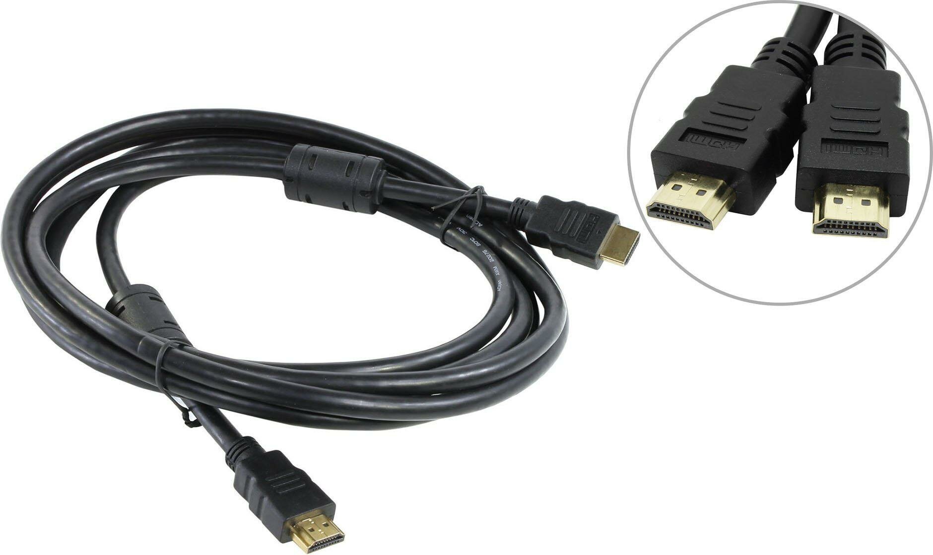 Кабель HDMI 1.8м AOpen 1.4+3D/Ethernet ACG511D-1.8M 2 фильтра позолоченные контакты - фото №16
