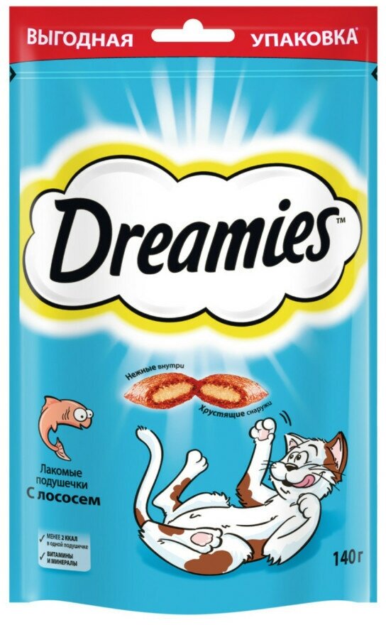 Dreamies лакомство для взрослых кошек с лососем - 140 г