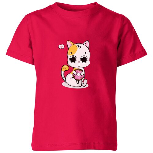 мужская футболка кот с пончиком s красный Футболка Us Basic, размер 14, розовый