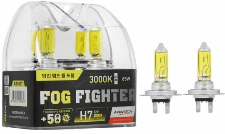 Лампа галогенная Avantech Fog Fighter H7 12V 55W 3000K 2  (блистер)