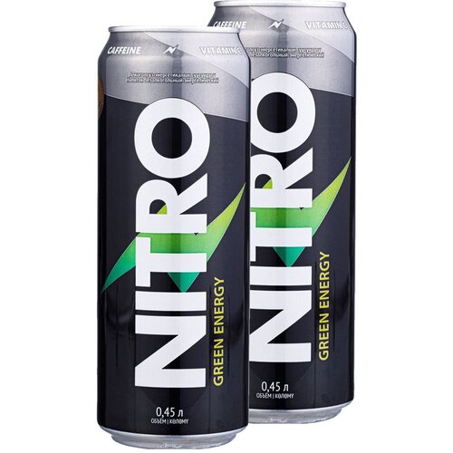 Энергетический напиток NITRO, 2х450мл (Green Energy) / С витаминами и таурином