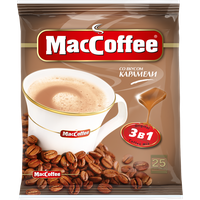 Растворимый кофе MacCoffee Карамель 3 в 1, в пакетиках, 25 уп., 450 г